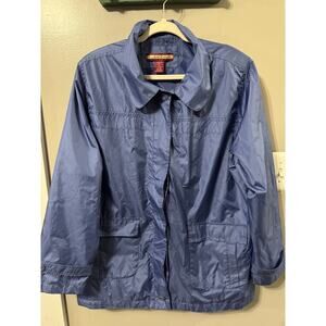 Grandma Chic Vintage 80s Tudor Court by Haband Women's XL Bue Trench Raincoat